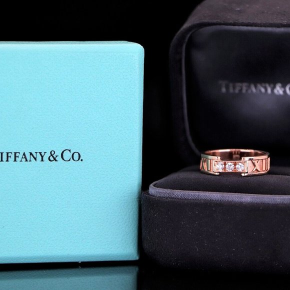 19039 Tiffany & Co. Atlas Roman Numeral Diamond 18K Rose Gold Band 6 - Picture 2 of 5